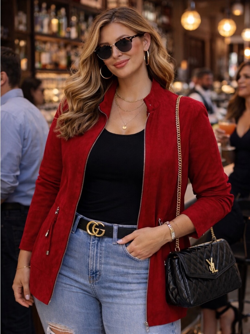 Penningtons Beautiful Plus Size 4X Crimson Red Suede Zip-Front Jacket